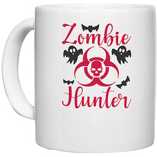                       UDNAG White Ceramic Coffee / Tea Mug 'Zombie | Zombie Hunter' Perfect for Gifting [330ml]                                              