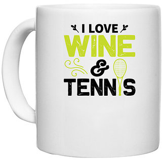                       UDNAG White Ceramic Coffee / Tea Mug 'Tennis | I love copy 4' Perfect for Gifting [330ml]                                              