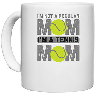                       UDNAG White Ceramic Coffee / Tea Mug 'Tennis | I am not' Perfect for Gifting [330ml]                                              