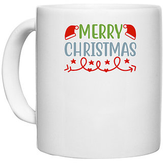                      UDNAG White Ceramic Coffee / Tea Mug 'Christmas | merry christmassssss' Perfect for Gifting [330ml]                                              