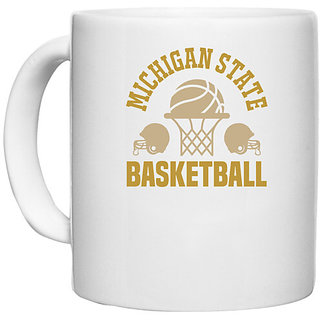                       UDNAG White Ceramic Coffee / Tea Mug 'Basketball | Michigan' Perfect for Gifting [330ml]                                              