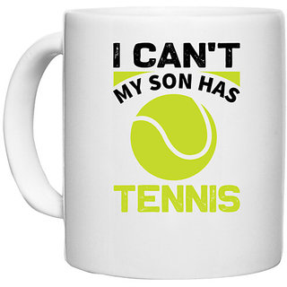                       UDNAG White Ceramic Coffee / Tea Mug 'Tennis | I can't' Perfect for Gifting [330ml]                                              