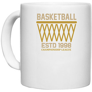                       UDNAG White Ceramic Coffee / Tea Mug 'Basketball | Basketball estd' Perfect for Gifting [330ml]                                              