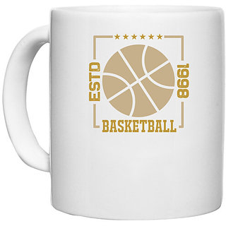                       UDNAG White Ceramic Coffee / Tea Mug 'Basketball | Estd 1998' Perfect for Gifting [330ml]                                              