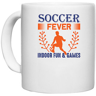                       UDNAG White Ceramic Coffee / Tea Mug 'Football | Soccer fever' Perfect for Gifting [330ml]                                              