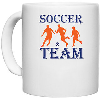                       UDNAG White Ceramic Coffee / Tea Mug 'Football | Soccer team' Perfect for Gifting [330ml]                                              