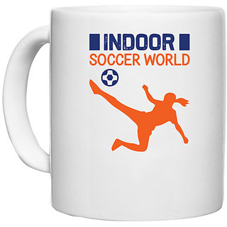                       UDNAG White Ceramic Coffee / Tea Mug 'Football | Indoor' Perfect for Gifting [330ml]                                              