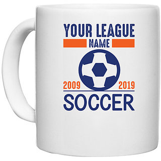                       UDNAG White Ceramic Coffee / Tea Mug 'Football | Your league' Perfect for Gifting [330ml]                                              