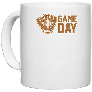                       UDNAG White Ceramic Coffee / Tea Mug 'Baseball | Game' Perfect for Gifting [330ml]                                              