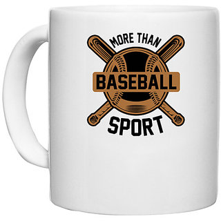                       UDNAG White Ceramic Coffee / Tea Mug 'Baseball | More than' Perfect for Gifting [330ml]                                              