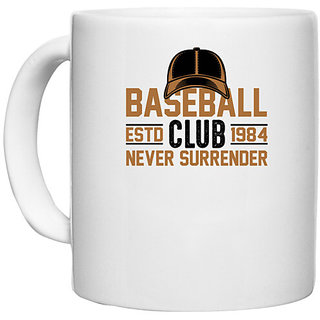                       UDNAG White Ceramic Coffee / Tea Mug 'Baseball | Base' Perfect for Gifting [330ml]                                              