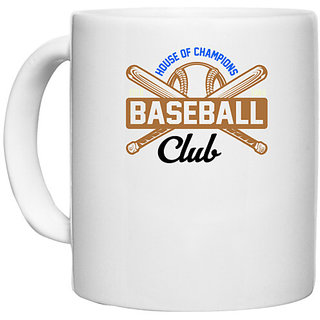                       UDNAG White Ceramic Coffee / Tea Mug 'Baseball | House' Perfect for Gifting [330ml]                                              