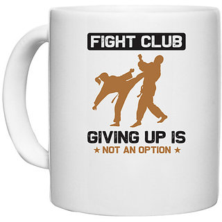                       UDNAG White Ceramic Coffee / Tea Mug 'Fight | Fight club' Perfect for Gifting [330ml]                                              