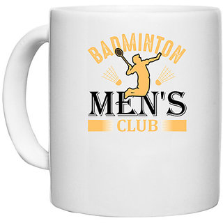                       UDNAG White Ceramic Coffee / Tea Mug 'Baseball | Badminton men's' Perfect for Gifting [330ml]                                              