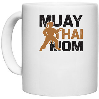                       UDNAG White Ceramic Coffee / Tea Mug 'Martial Art | Muay Thai' Perfect for Gifting [330ml]                                              