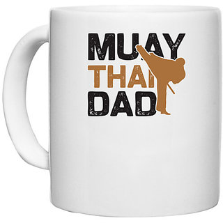                       UDNAG White Ceramic Coffee / Tea Mug 'Martial Art | Muay' Perfect for Gifting [330ml]                                              