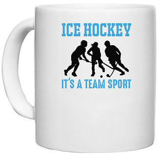                       UDNAG White Ceramic Coffee / Tea Mug 'Hockey | Ice Hockey it's' Perfect for Gifting [330ml]                                              
