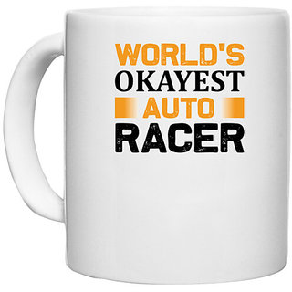                       UDNAG White Ceramic Coffee / Tea Mug 'Racer | World's copy' Perfect for Gifting [330ml]                                              