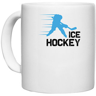                       UDNAG White Ceramic Coffee / Tea Mug 'Hockey | Ice' Perfect for Gifting [330ml]                                              