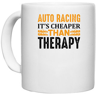                       UDNAG White Ceramic Coffee / Tea Mug 'Racing | Auto racing' Perfect for Gifting [330ml]                                              