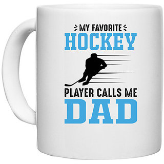                       UDNAG White Ceramic Coffee / Tea Mug 'Hockey | My favorite' Perfect for Gifting [330ml]                                              