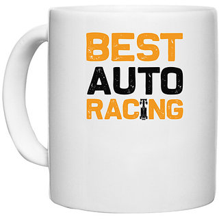                       UDNAG White Ceramic Coffee / Tea Mug 'Racing | Best copy 3' Perfect for Gifting [330ml]                                              