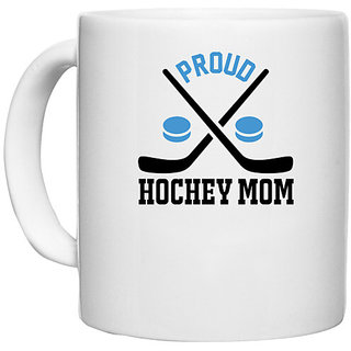                       UDNAG White Ceramic Coffee / Tea Mug 'Hockey | Proud' Perfect for Gifting [330ml]                                              