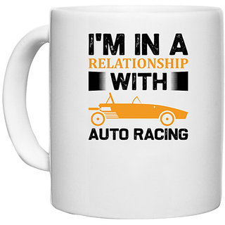                       UDNAG White Ceramic Coffee / Tea Mug 'Racing | I'm in' Perfect for Gifting [330ml]                                              