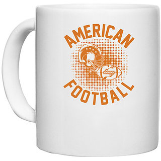                       UDNAG White Ceramic Coffee / Tea Mug 'Football | American copy' Perfect for Gifting [330ml]                                              