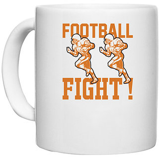                       UDNAG White Ceramic Coffee / Tea Mug 'Football | Football Fight' Perfect for Gifting [330ml]                                              