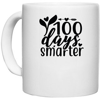                       UDNAG White Ceramic Coffee / Tea Mug 'Teacher Student | 100 days smarter' Perfect for Gifting [330ml]                                              