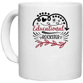                       UDNAG White Ceramic Coffee / Tea Mug 'Teacher Student | educational rockster' Perfect for Gifting [330ml]                                              