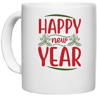                       UDNAG White Ceramic Coffee / Tea Mug 'Christmas | Happy new year' Perfect for Gifting [330ml]                                              