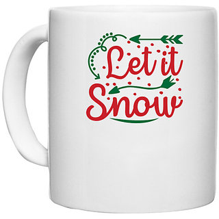                       UDNAG White Ceramic Coffee / Tea Mug 'Christmas | let it snow' Perfect for Gifting [330ml]                                              