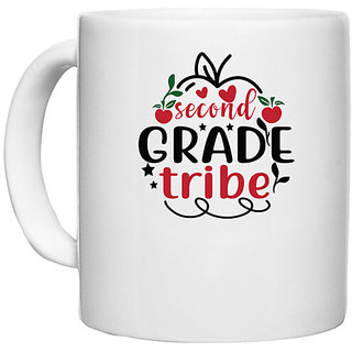                       UDNAG White Ceramic Coffee / Tea Mug 'Teacher Student | second grad tribe' Perfect for Gifting [330ml]                                              