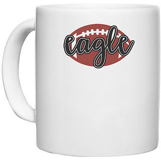                       UDNAG White Ceramic Coffee / Tea Mug 'Football | eagle' Perfect for Gifting [330ml]                                              