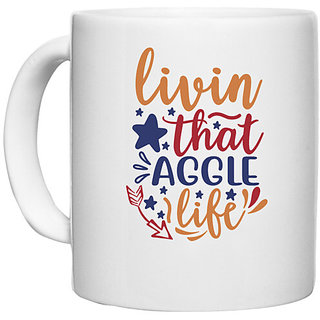                       UDNAG White Ceramic Coffee / Tea Mug 'Aggle | livin that aggle life' Perfect for Gifting [330ml]                                              