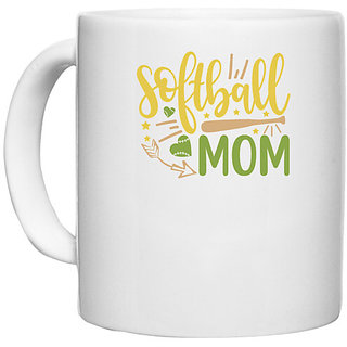                       UDNAG White Ceramic Coffee / Tea Mug 'Mother | softball mom' Perfect for Gifting [330ml]                                              