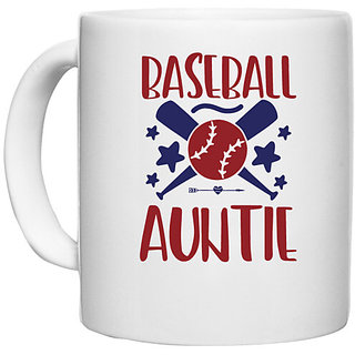                       UDNAG White Ceramic Coffee / Tea Mug 'Baseball | Baseball auntie' Perfect for Gifting [330ml]                                              