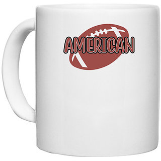                       UDNAG White Ceramic Coffee / Tea Mug 'American Football | American' Perfect for Gifting [330ml]                                              