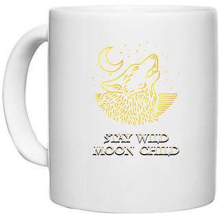                       UDNAG White Ceramic Coffee / Tea Mug 'Wild | Stay Wild moon child' Perfect for Gifting [330ml]                                              