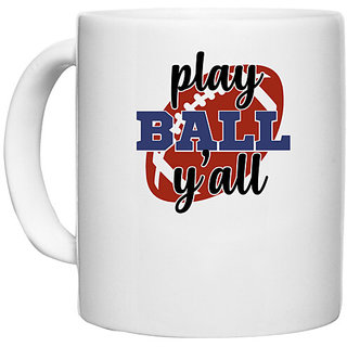                       UDNAG White Ceramic Coffee / Tea Mug 'Football | play ball y'all' Perfect for Gifting [330ml]                                              