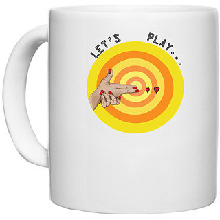                       UDNAG White Ceramic Coffee / Tea Mug 'Love | Lets Play' Perfect for Gifting [330ml]                                              