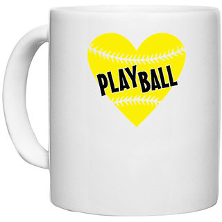                       UDNAG White Ceramic Coffee / Tea Mug 'Ball | play ball' Perfect for Gifting [330ml]                                              