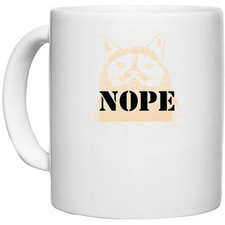                       UDNAG White Ceramic Coffee / Tea Mug 'Dog | Nope' Perfect for Gifting [330ml]                                              