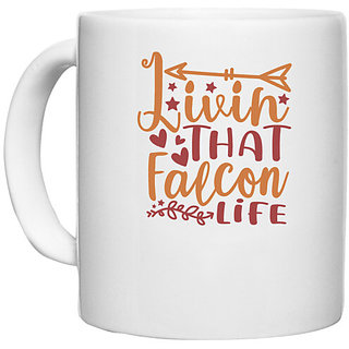                       UDNAG White Ceramic Coffee / Tea Mug 'Falcon | linin that falcon life' Perfect for Gifting [330ml]                                              