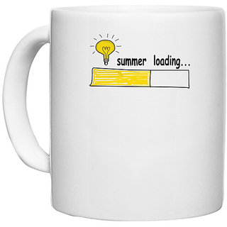                       UDNAG White Ceramic Coffee / Tea Mug 'Summer | Summer Loading' Perfect for Gifting [330ml]                                              