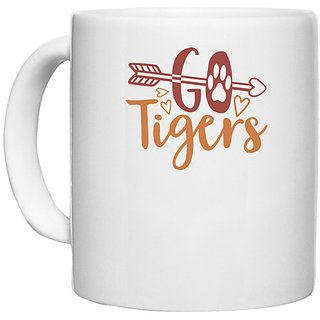                       UDNAG White Ceramic Coffee / Tea Mug 'Tiger | go tigers' Perfect for Gifting [330ml]                                              