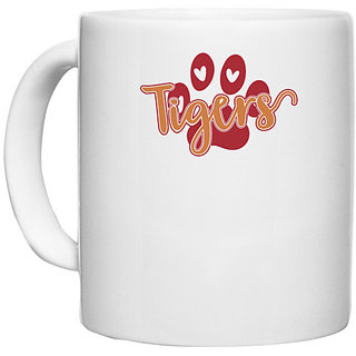                       UDNAG White Ceramic Coffee / Tea Mug 'Tiger | tigers' Perfect for Gifting [330ml]                                              