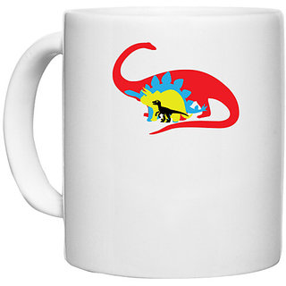                       UDNAG White Ceramic Coffee / Tea Mug 'Dinosour | Ilustration' Perfect for Gifting [330ml]                                              